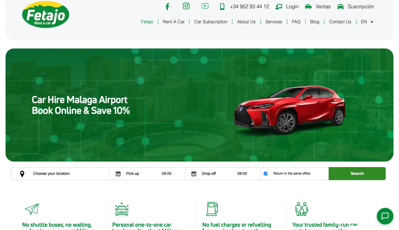 Web optimizada para búsquedas locales de alquiler de coches en Málaga